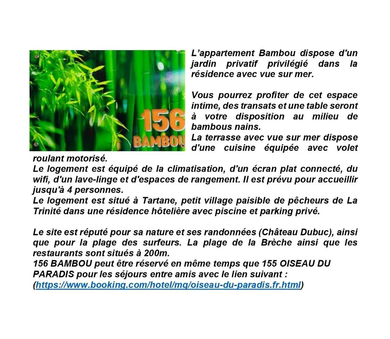 Bambou Apartment La Trinite